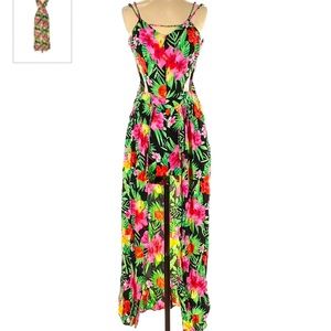 Floral Sleeveless High Low Maxi Dress with Shorts